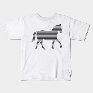 Horse - strips - black and white. Kids T-Shirt